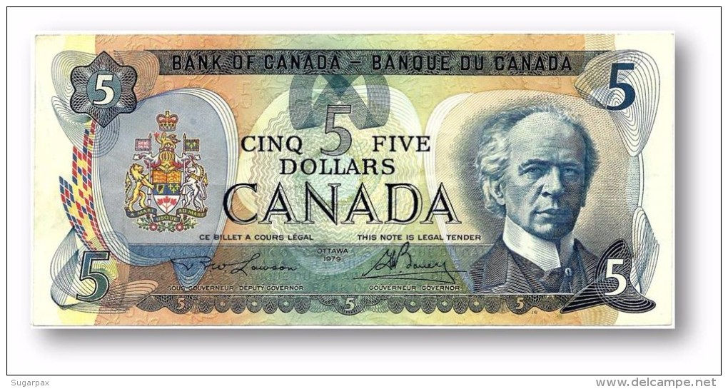 CANADA - 5 DOLLARS - ( 1979 ) - Pick 92.a - Sign. Lawson-Bouey - Sir Wilfred Laurier - 2 Scans - Kanada