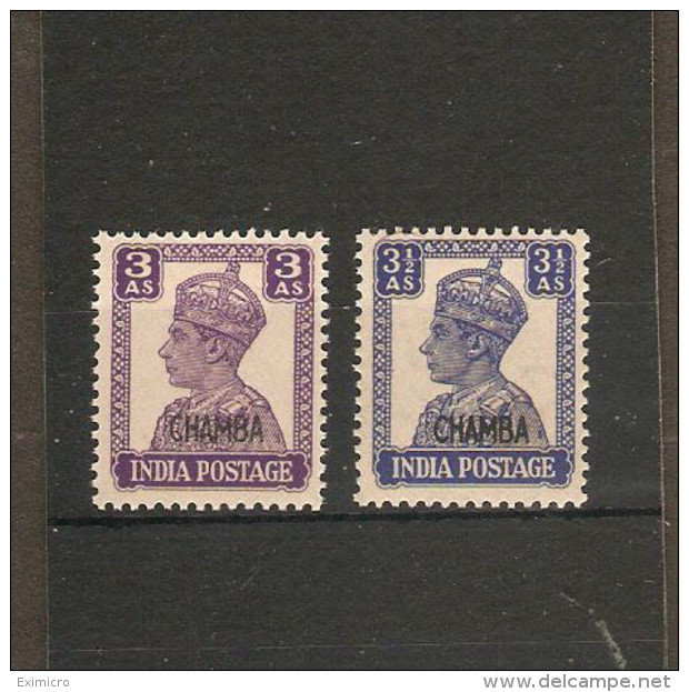 INDIA - CHAMBA 1942 - 1947 3a, 3½a SG 114, 115 UNMOUNTED MINT Cat £27 - Chamba