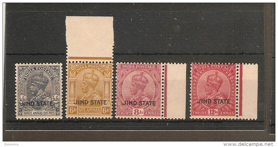 INDIA - JIND 1930 - 1937 3a 6p, 6a, 8a, 12a SG 93, 95 - 97 ALL WATERMARK UPRIGHT UNMOUNTED MINT Cat £46 - Jhind