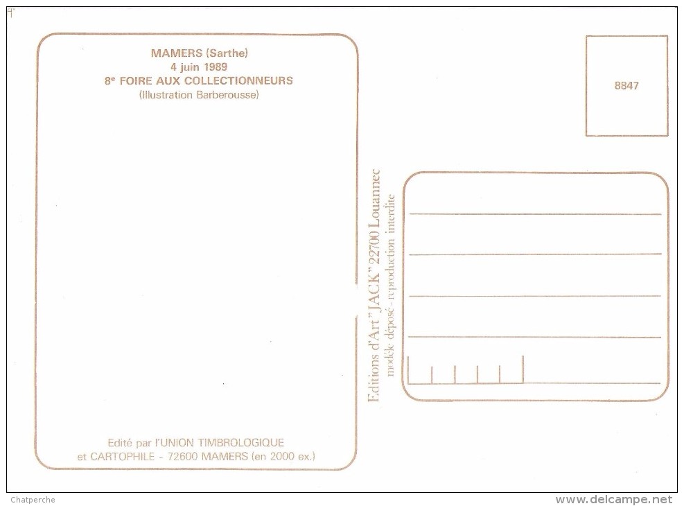 BARBEROUSSE ILLUSTRATEUR FOIRE COLLECTIONNEUR MAMERS SARTHE 1989 ESCARGOT SOURIS PORC COCHON - Barberousse