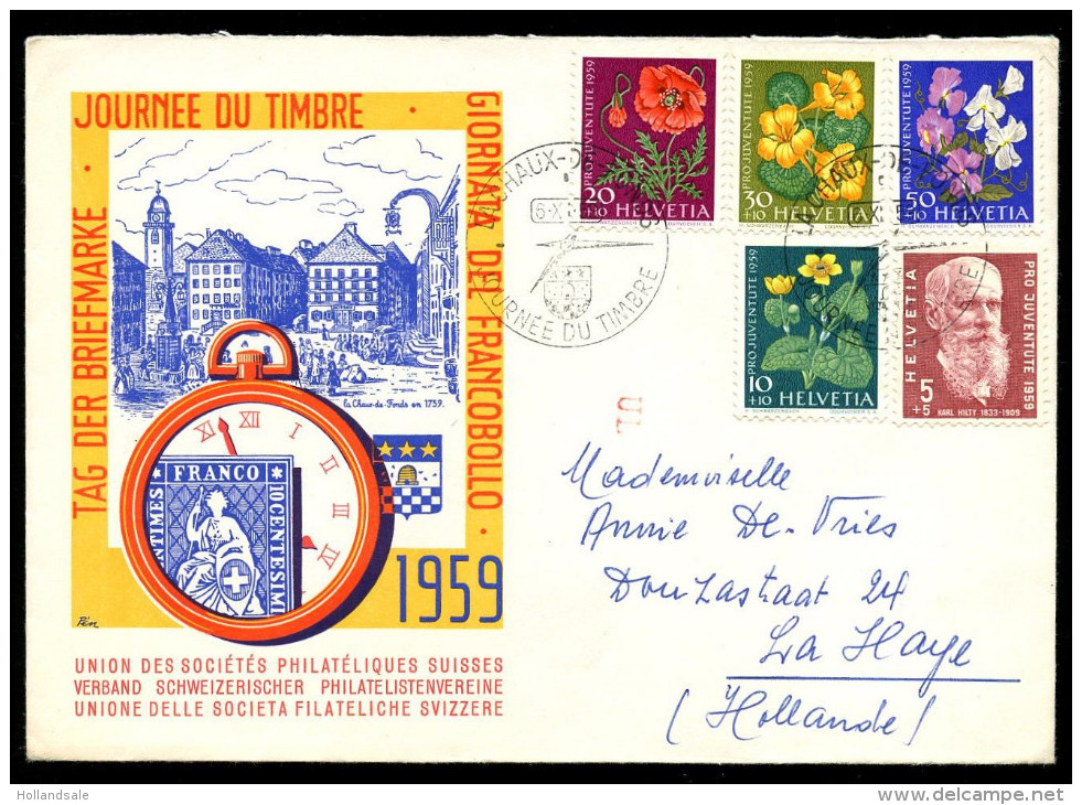 SWITZERLAND - November 6, 1959 Stamp Day. Cover Sent To La Haye, The Netherlands. - Storia Postale