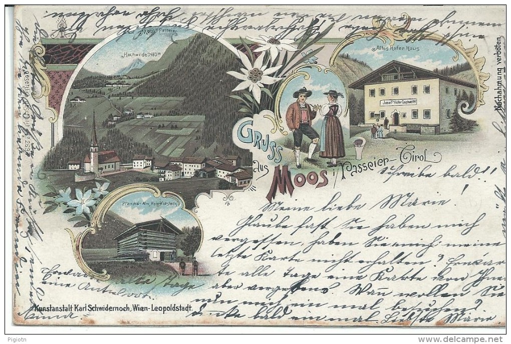 GIL305 - GRUSS AUS MOOS BOLZANO - F. P. - VIAGGIATA 1899 - Other & Unclassified