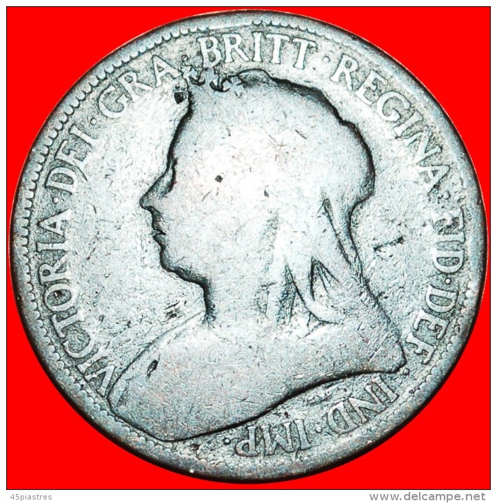 § MISTRESS OF SEAS: UNITED KINGDOM &#9733; HALF PENNY 1901! LOW START&#9733;NO RESERVE! VICTORIA (1837-1901) - C. 1/2 Penny