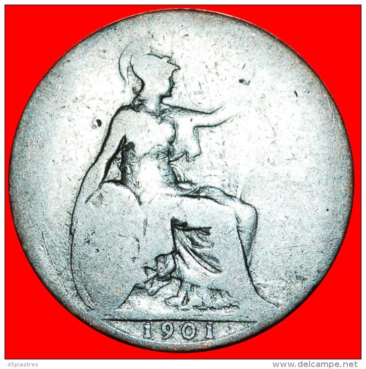 § MISTRESS OF SEAS: UNITED KINGDOM &#9733; HALF PENNY 1901! LOW START&#9733;NO RESERVE! VICTORIA (1837-1901) - C. 1/2 Penny