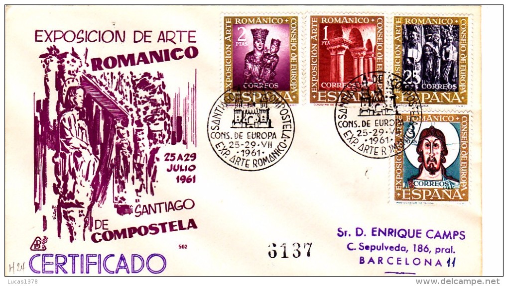 ESPAGNE 1961 Exposicion Europea De Arte Romanico Yv. 1038/41 - FDC