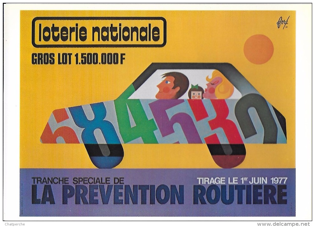 FORE ILLUSTRATEUR LOTERIE NATIONALE TRANCHE PREVENTION ROUTIERE TIRAGE 1977 AUTO - Fore