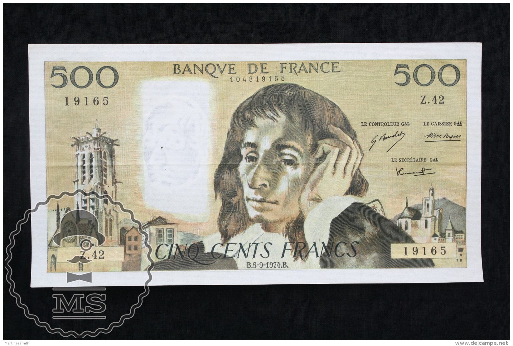 France 500 Francs 1974 Banknote, Blaise Pascal - VF - 500 F 1968-1993 ''Pascal''