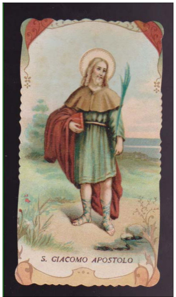 ANTICO SANTINO SAN GIACOMO APOSTOLO HOLYCARD IMAGE PIEUSE ANDACHTSBILD FUSTELLATO - Imágenes Religiosas