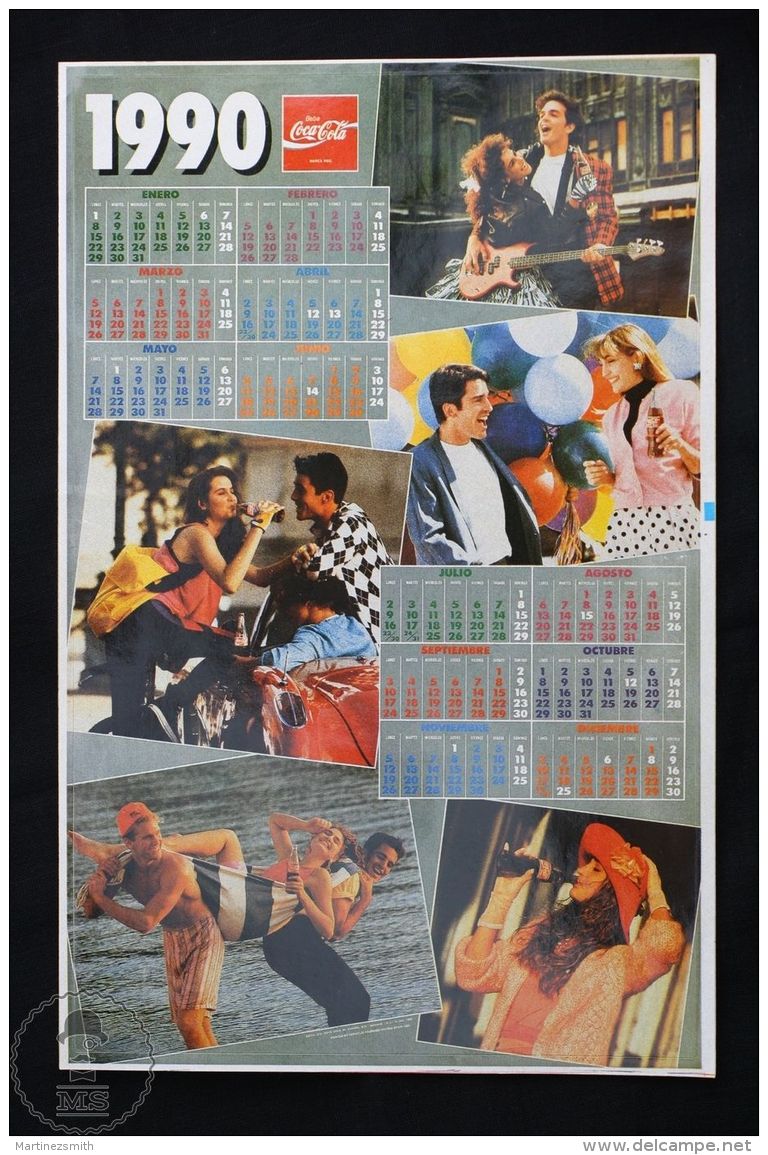 1990 Coca Cola Calendar Advertising Sticker - Otros & Sin Clasificación