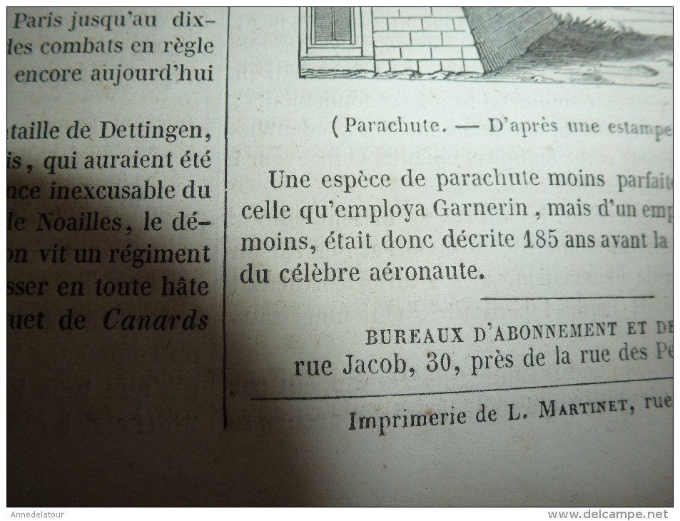 1847 MP : Château d'Alençon; Orgie romaine ; Eglise de Delft; Origine du parachute; etc
