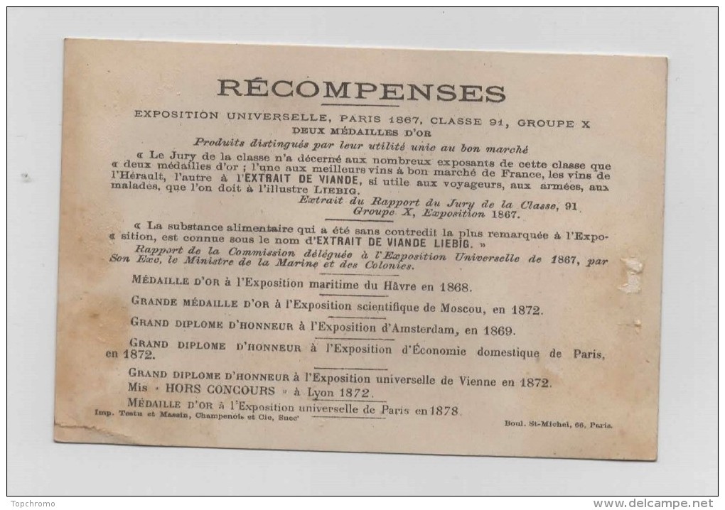 CHROMO Liebig Testu & Massin Champenois Pierrot Tête Noire Patisserie Géante S53 5 Médailles D'or 3 Grands Diplômes S 53 - Liebig