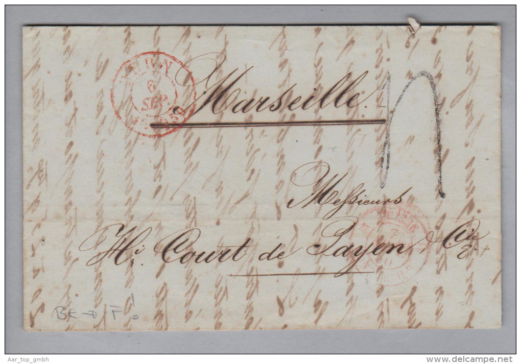 Heimat BE Bern 1850-09-06 Vorphilabrief Nach Marseille - 1843-1852 Federal & Cantonal Stamps