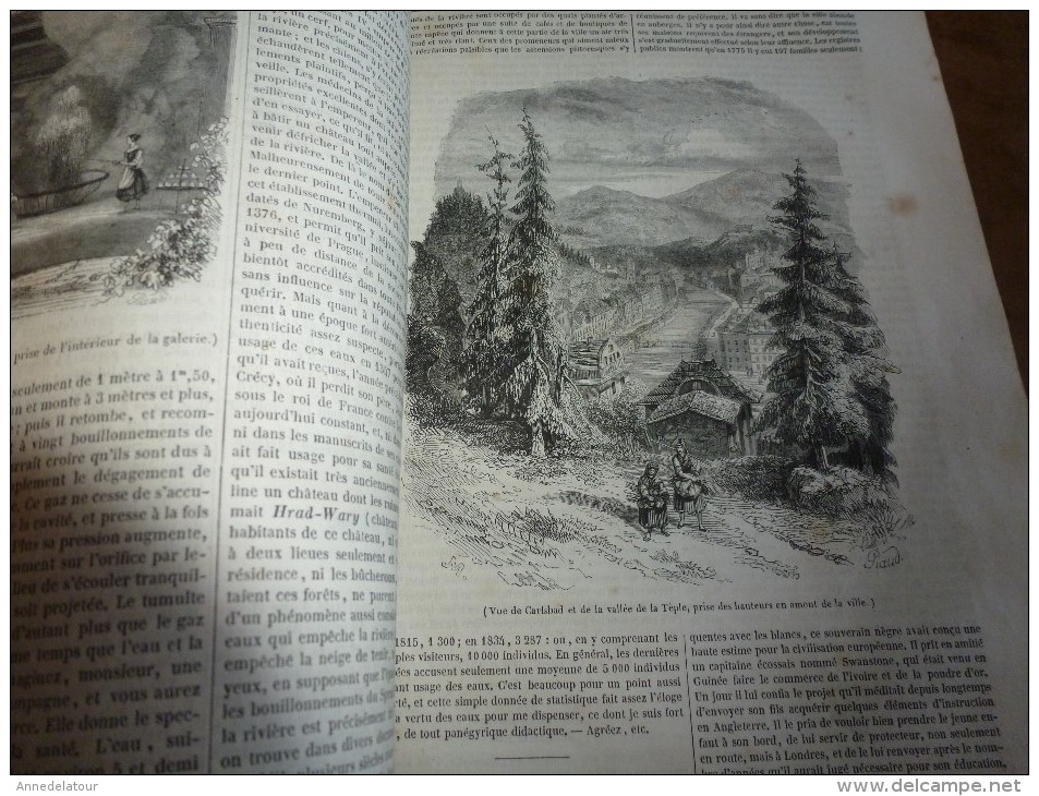 1847 MP :Vue De CARLSBAD Et La Vallée De La Tèple: Le Monde De Stabon; Etc - 1800 - 1849