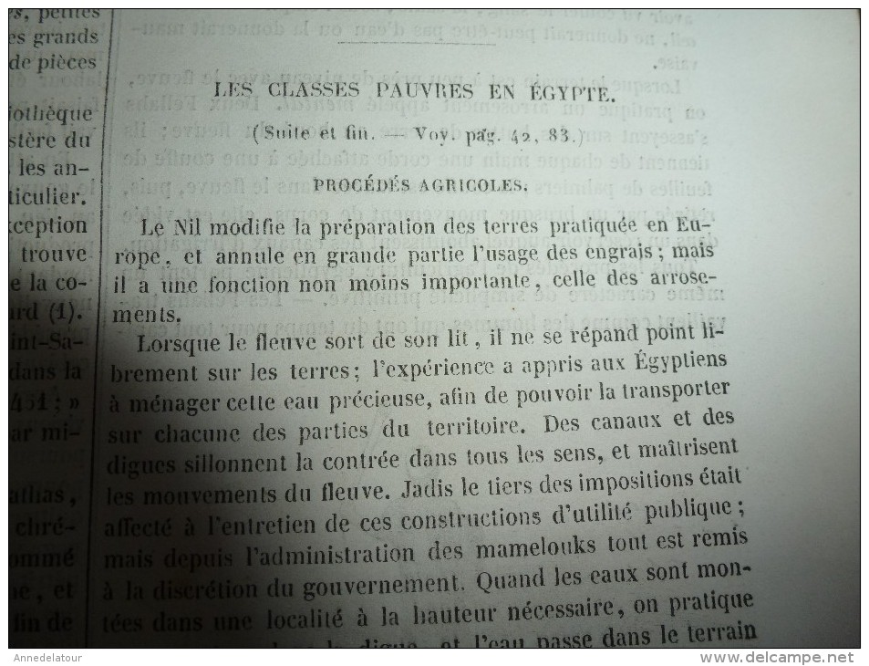 1847 MP :Un livre de cuisine sous Louis XIV; Pont suspendu de La ROCHE du MOINE (près de morteau);Egypte; etc