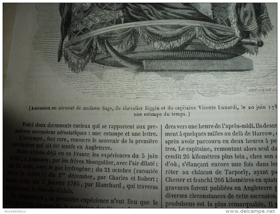 1847 MP :1ere Ascention En Ballon (Mme Sage,Chevalier Riggin Et Capitaine Vicente Lunardi);Vue De SORRENTE; Gerbier; Etc - 1800 - 1849