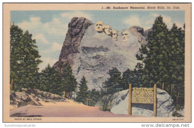 South Dakota Black Hills Mount Rushmore Memorial Curteich - Mount Rushmore