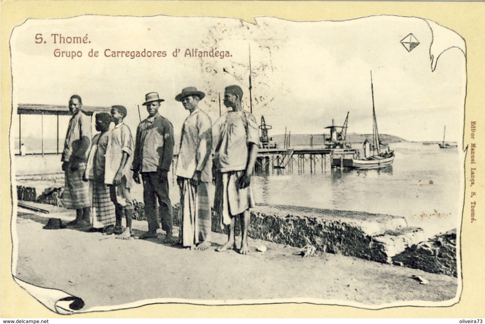 S. THOMÉ, SÃO TOMÉ, Grupo De Carregadores D´ Alfandega (1906), 2 Scans - Sao Tome And Principe