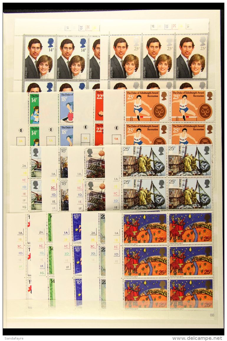 1981-1984 COMMEMORATIVE SETS IN CYLINDER NUMBER BLOCKS A Sensational COMPLETE RUN From 1981 Royal Wedding Right... - Sonstige & Ohne Zuordnung