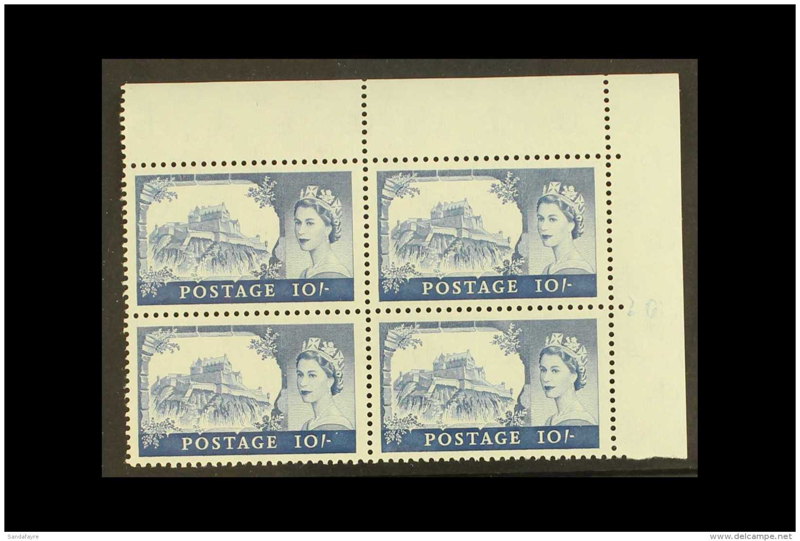 1959 2nd De La Rue 10s Blue, SG 597, Corner Block Of Four, All Stamps Never Hinged Mint. For More Images, Please... - Andere & Zonder Classificatie