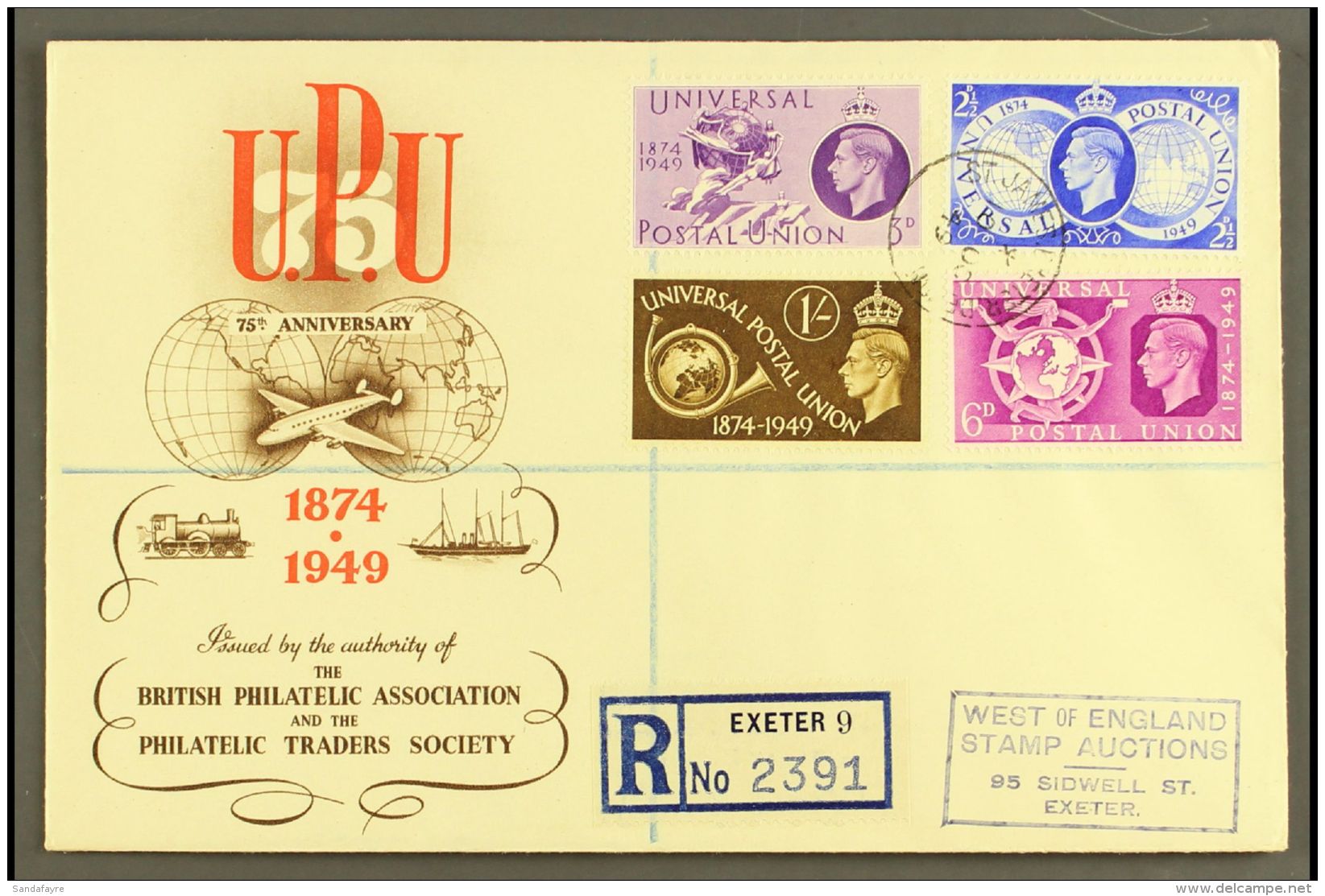 1949 U.P.U. FIRST DAY COVER - Complete Set On Fine Registered, Illustrated Cover, SG 499/502, Neat "St. James,... - Ohne Zuordnung