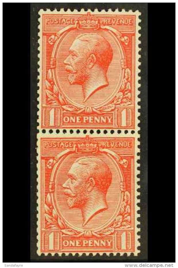 1913 1d Dull Scarlet, Wmk Royal Cypher ("Multiple") COIL JOIN VERTICAL PAIR, SG Spec N17(2)e, Upper Stamp Very... - Ohne Zuordnung