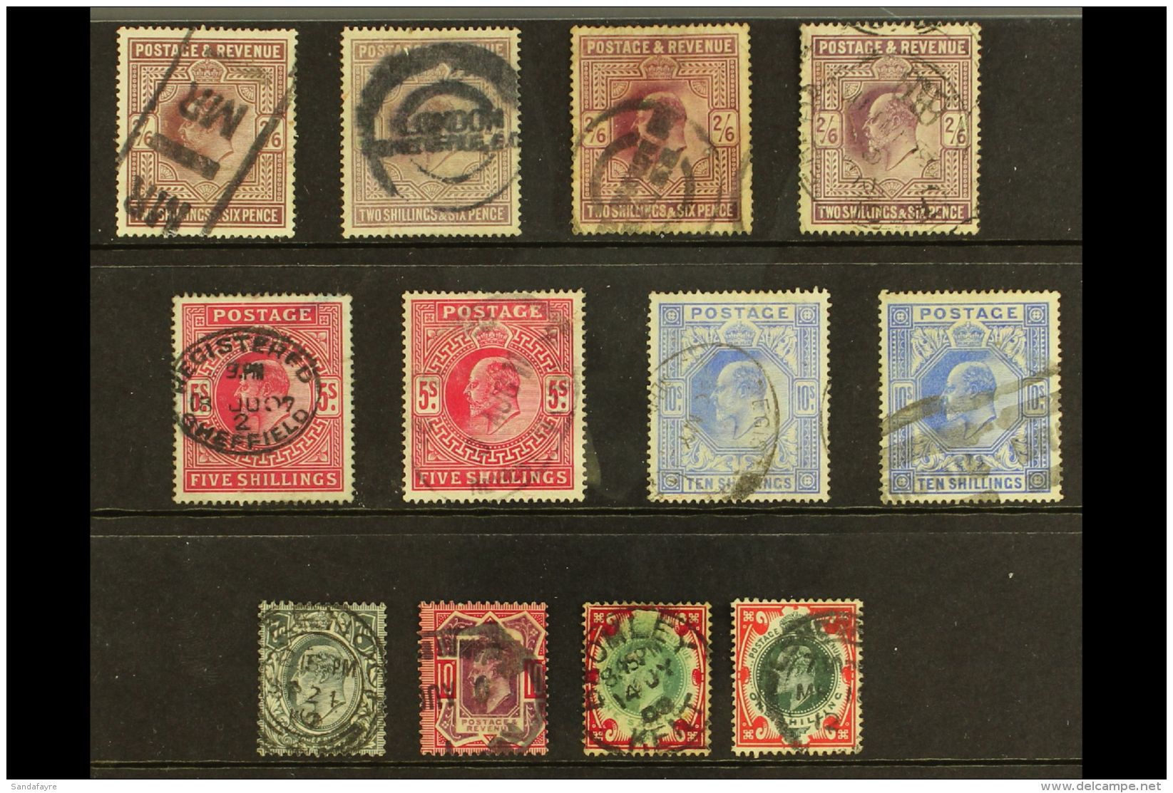 1902-13 USED GROUP WITH HIGH VALUES Includes 2s6d X4 With Shades, 5s X2, 10s X2, Plus 7d, 10d, And 1s X2 Shades.... - Zonder Classificatie