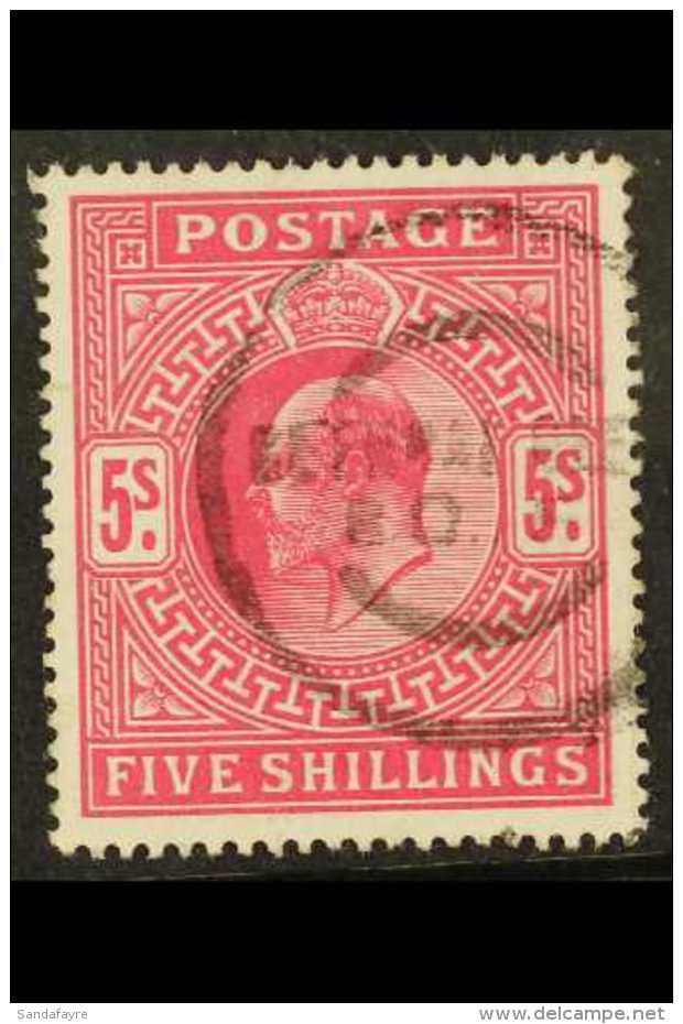 1902 5s Bright Carmine, SG 263, Superb Used With Neat 2 Ring Cancel. For More Images, Please Visit... - Zonder Classificatie