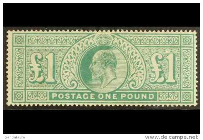 1902 &pound;1 Dull Blue Green, Ed VII, SG 266, Superb Mint Og With Wonderful Centering. Fresh And Lovely Stamp For... - Zonder Classificatie