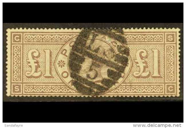 1884 &pound;1 Brown-lilac Watermark Crowns, SG 185, Fine Used With Barred Numeral Cancel, Nice Colour And Full... - Andere & Zonder Classificatie