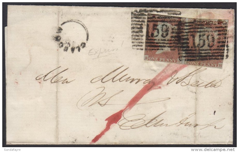 1851 GLASGOW INSPECTORS HANDSTAMP ON EXPRESS LETTER (October) Wrapper To Edinburgh, Bearing 1d Red Pair (postage... - Andere & Zonder Classificatie