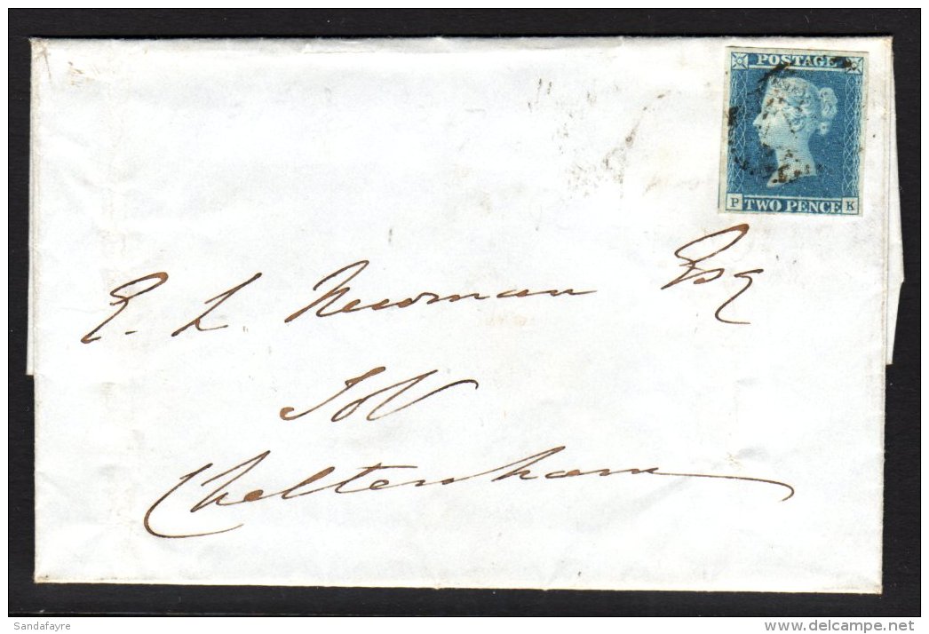 1847 (30 Jan) Entire From London To Cheltenham, Bearing 1841 2d Pale Blue 'P K' Plate 3, With Four Good To Large... - Sonstige & Ohne Zuordnung