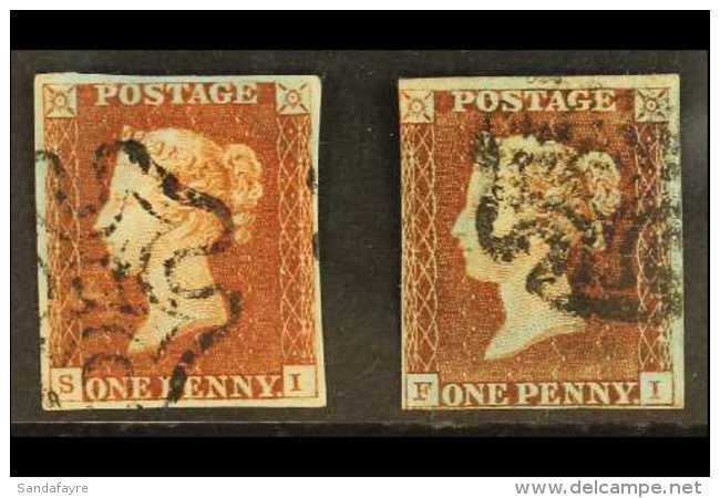 1841 PENNY RED "BLACK" PLATES 1d Red-brown From "Black" Plate 5, Two Examples "FI" &amp; "SI" SG 7, Good To Fine... - Sonstige & Ohne Zuordnung