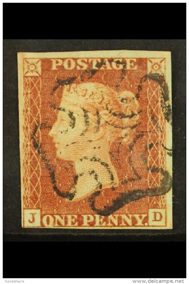 1841 FROM BLACK PLATES 1d Red-brown, SG 7 With 4 Clear Margins, Check Letters "JD", Printed From Penny Black Plate... - Andere & Zonder Classificatie