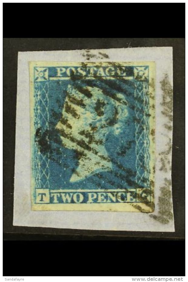 1841 2d Blue 'TG' Plate 4 FIRST REPAIR Variety, SG Spec ES14m, Fine Used On Piece, Four Large Margins. For More... - Sonstige & Ohne Zuordnung