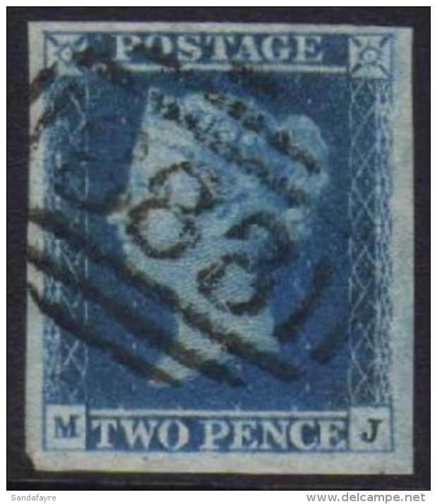 1841 2d Blue 'MJ' Plate 4 On Thin Paper, SG Spec ES14q, Very Fine Used With 4 Good To Very Large Margins. Pretty.... - Sonstige & Ohne Zuordnung