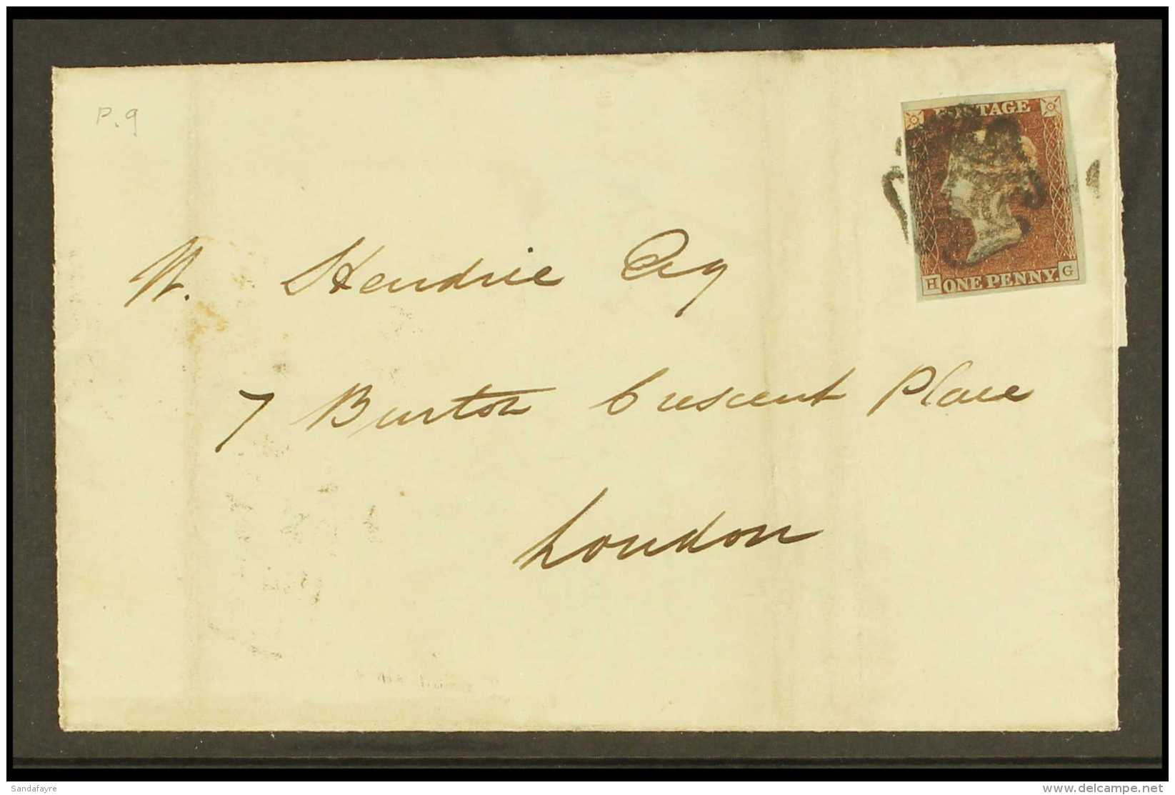 1841 (2 Dec) Entire Bearing 1841 1d Red-brown Printed From 'BLACK' PLATE 9, SG 7, Tied By Black MC Postmark, With... - Autres & Non Classés
