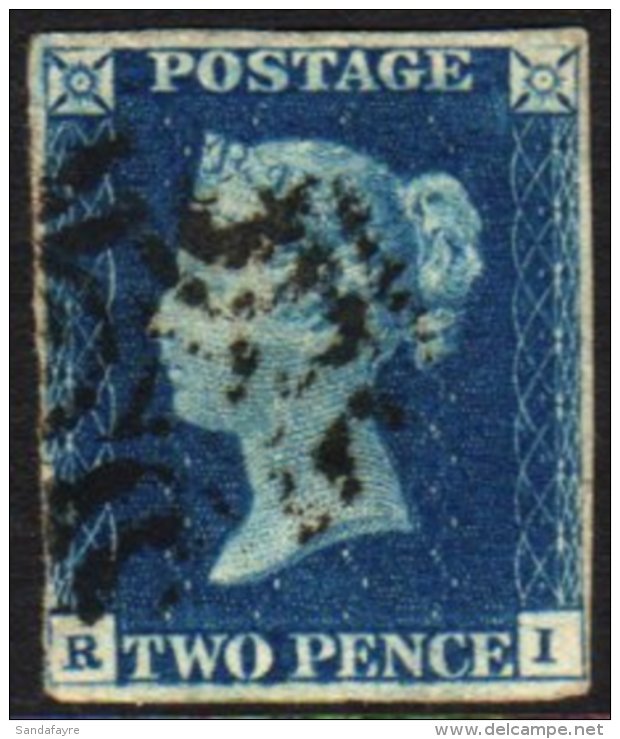 1840 2d Blue, Plate 2, (R - I),  With "SHIFTED TRANSFER" Variety (partial Doubling Of The Letters Of The Bottom... - Autres & Non Classés