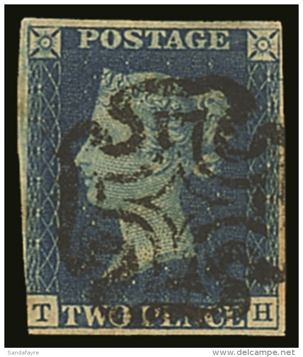 1840 2d Blue 'TH' Plate 2, SG 5, Finely Used With Neat Upright Almost Complete Black Maltese Cross Postmark, 3+... - Sonstige & Ohne Zuordnung