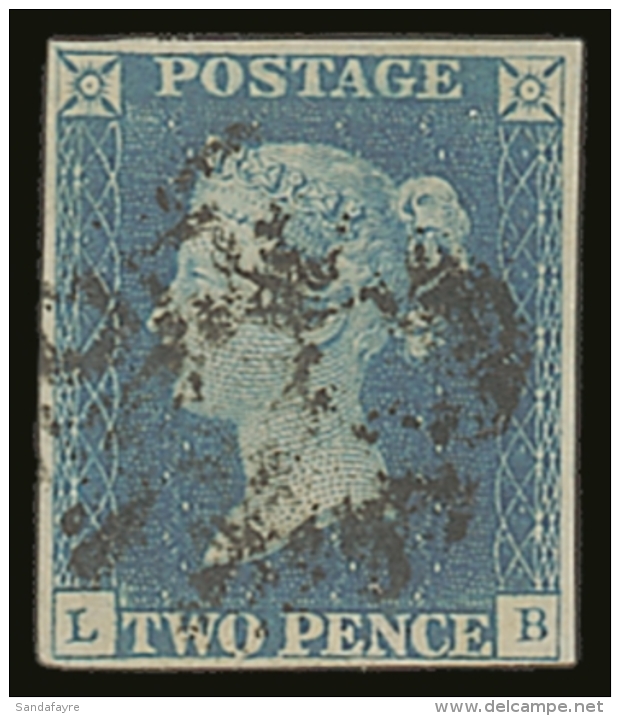 1840 2d Blue "L B" Plate 1, SG.5, Used With Black MX, Four Margins. For More Images, Please Visit... - Andere & Zonder Classificatie