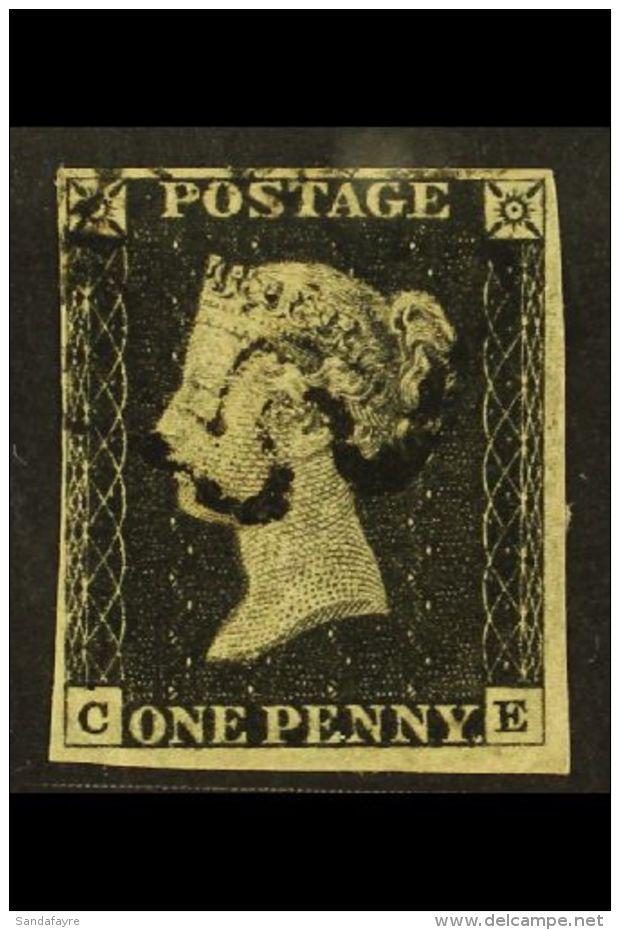 1840 1d Black 'CE', Plate 6, SG 2, Fine Used With 4 Small To Large Margins And Black Maltese Cross Cancel. For... - Zonder Classificatie