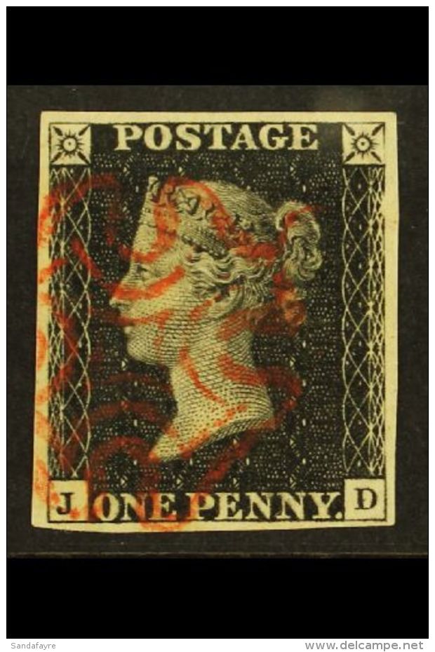 1840 1d Black 'JD', Plate 5, SG 2, Very Fine Used With 4 Good To Large Margins And Red Maltese Cross Cancel. For... - Zonder Classificatie