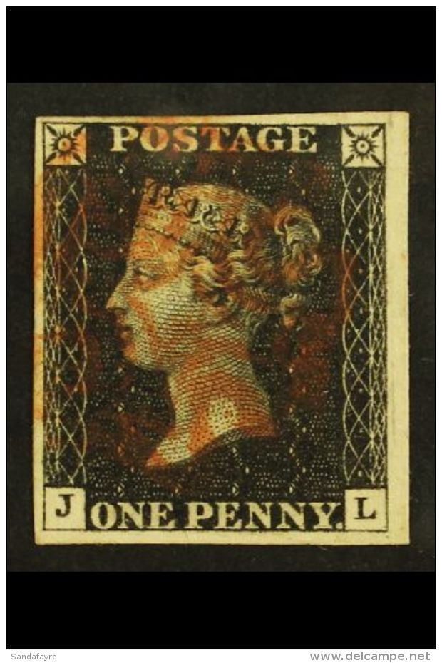 1840 1d Black 'JL', Plate 3, SG 2, 4 Good To Huge Margins And Red Maltese Cross Cancel. Lovely! For More Images,... - Zonder Classificatie