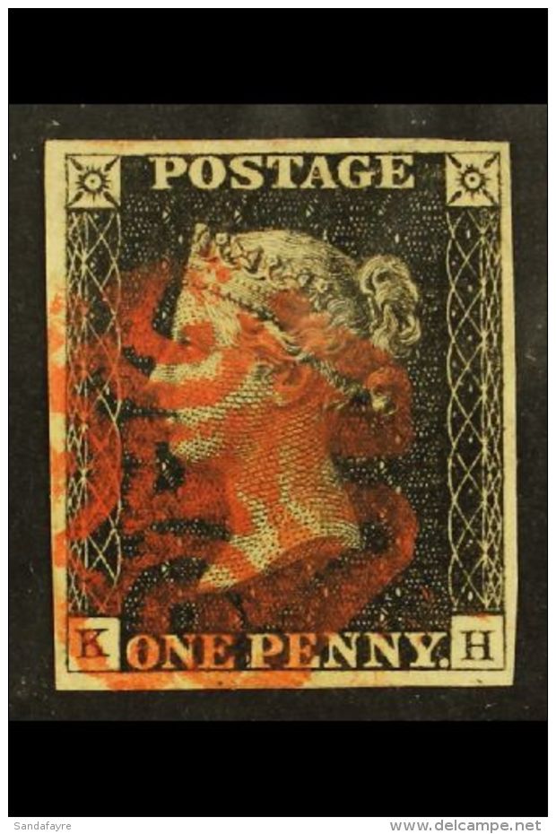 1840 1d Black, Plate 3, Lettered "K H", Very Fine Used With Four Good To Large Margins And Red Maltese Cross... - Zonder Classificatie