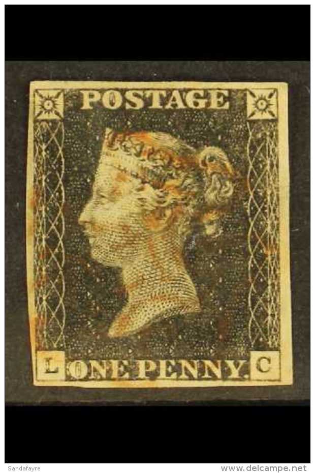 1840 1d Black 'LC' Plate 3, SG 2, Fine Used With Light Red Maltese Cross Postmark, Four Margins, Nice Stamp. For... - Zonder Classificatie