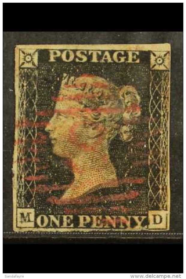 1840 1d Black, (M - D),  Plate 5 Cancelled By Very Fine RED NUMERAL POSTMARK, SG 2kvar, With 4 Just Clear To Good... - Non Classificati