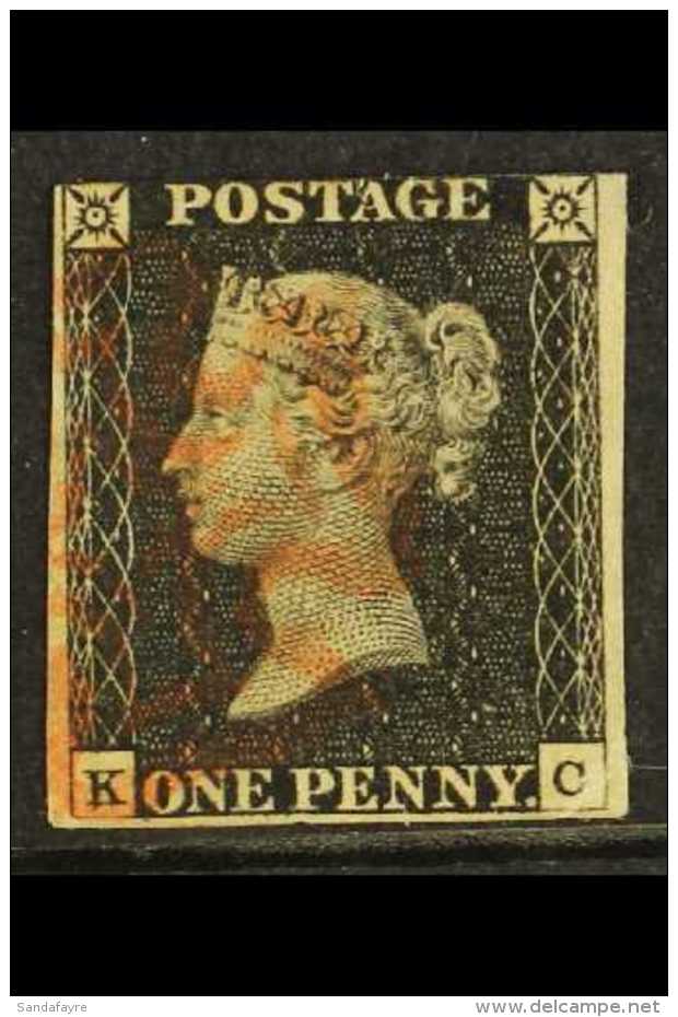 1840 1d Black 'KC' Plate 3, SG 2, Used With 3 Good Margins &amp; Light Red MC Pmk. For More Images, Please Visit... - Zonder Classificatie