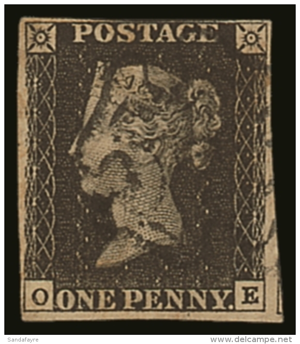 1840 1d Black 'OE' Plate 6, SG 2, Fine Used With 4 Close To Good Margins &amp; Attractive Black MC Cancellation.... - Zonder Classificatie