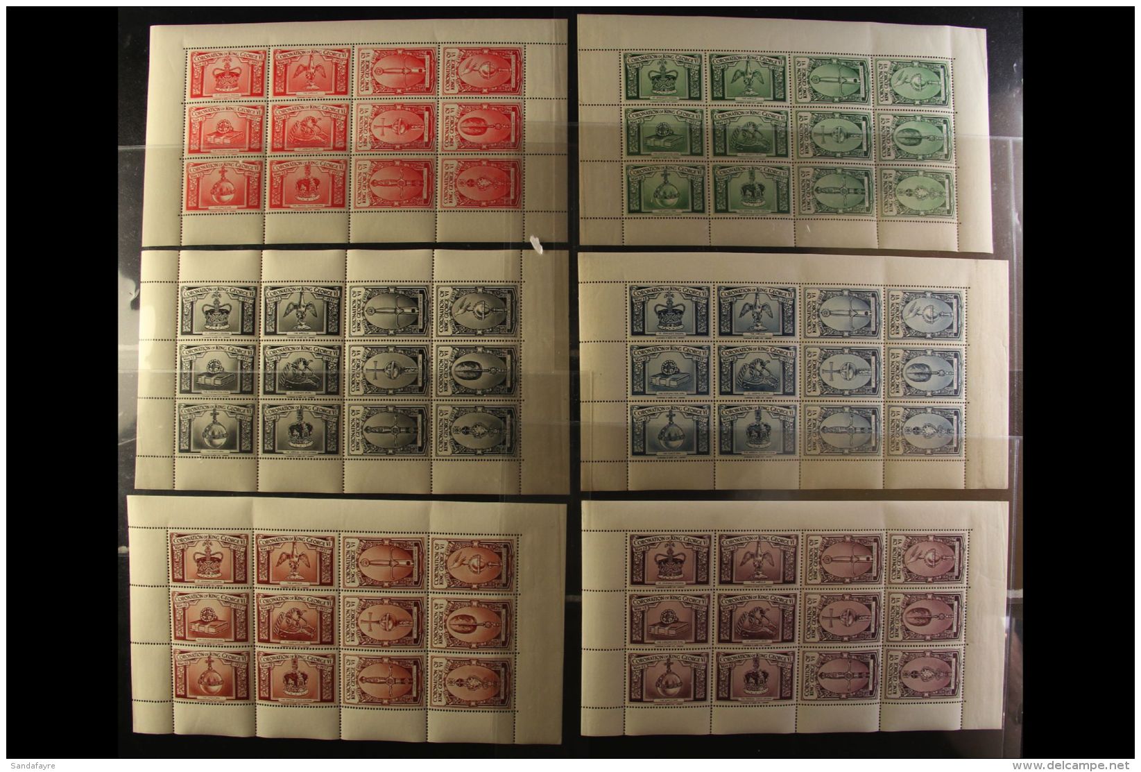 1937 Coronation Regalia Labels - Six Se-tenant SHEETLETS Of 12 (depicting Various King's Regalia) Printed In... - Sonstige & Ohne Zuordnung