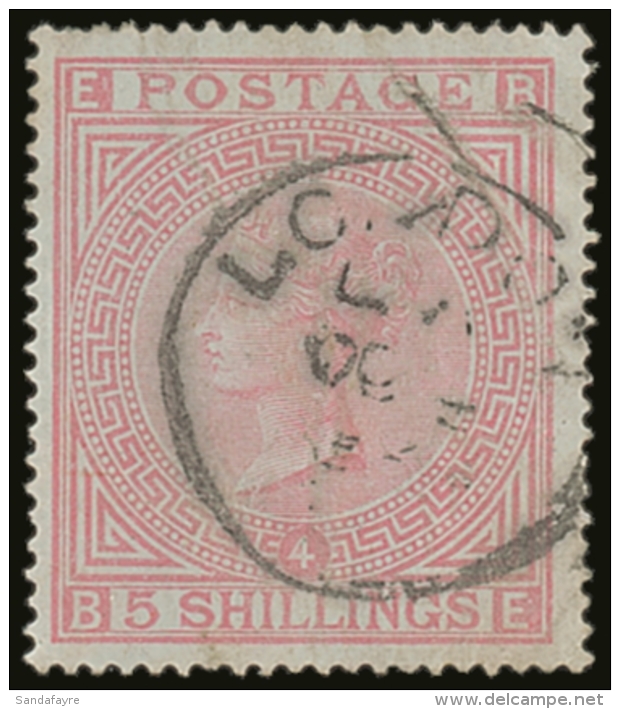 1867 5s Plate 4, Wmk Anchor, On Blued Paper, SG 130. Fine Used With One Short Perf At Top But Well Centered With... - Sonstige & Ohne Zuordnung