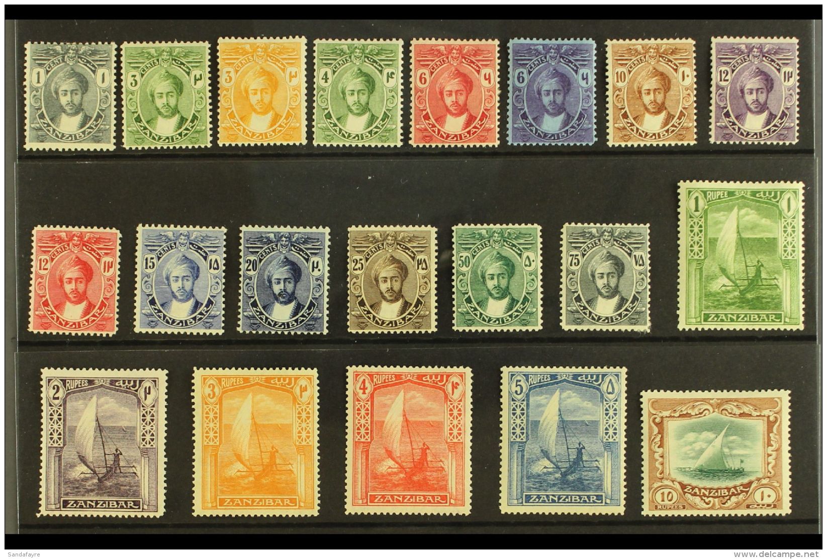 1921-29 Wmk Mult Script CA Definitives Complete Set To 10R, SG 276/95, Fine Mint. (20 Stamps) For More Images,... - Zanzibar (...-1963)